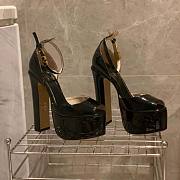 Valentino Women Garavani Tan-Go Platform Patent Leather Sandal 155mm Black - 1