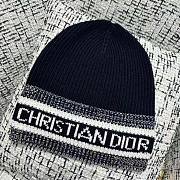Dior D-White Beanie Black and Ivory Virgin Wool and Cashmere Hat - 1
