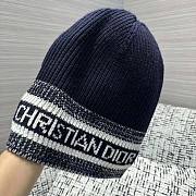 Dior D-White Beanie Black and Ivory Virgin Wool and Cashmere Hat - 6