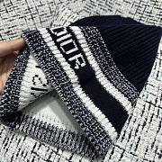 Dior D-White Beanie Black and Ivory Virgin Wool and Cashmere Hat - 5