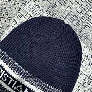 Dior D-White Beanie Black and Ivory Virgin Wool and Cashmere Hat - 4