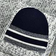 Dior D-White Beanie Black and Ivory Virgin Wool and Cashmere Hat - 3