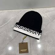 Burberry Unisex Logo Intarsia Cashmere Beanie Black Hat - 1