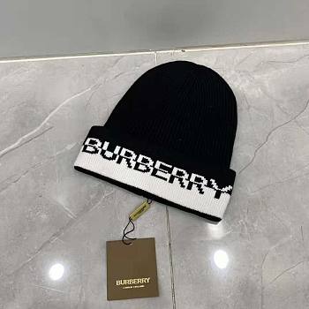 Burberry Unisex Logo Intarsia Cashmere Beanie Black Hat