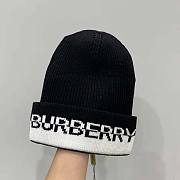 Burberry Unisex Logo Intarsia Cashmere Beanie Black Hat - 4