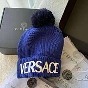 Versace Women Logo Wool Cap Crafted From Plush - 5