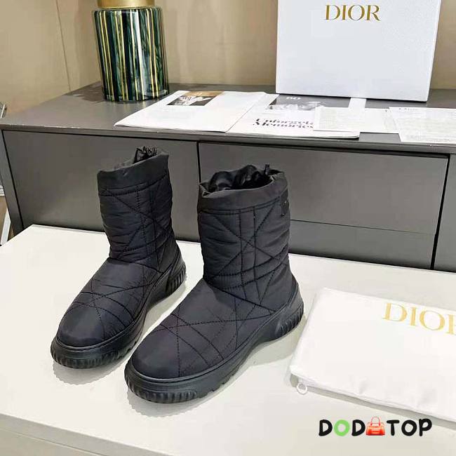 Dior Women Frost Ankle Boot Black Cannage Quilted Nylon and Shearling - 1