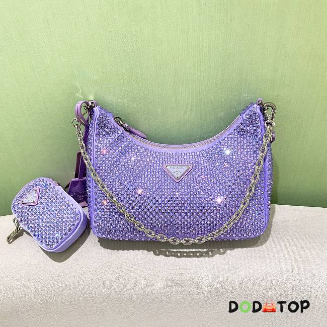 Prada Hobo Crystal Full Diamond Purple Size 22 x 18 x 6.5 cm - 1