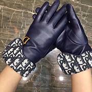Dior Women Saddle Gloves Navy Blue Smooth Lambskin - 6