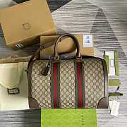 Gucci GG Duffle Bag With Web Leather Brown Size 45 cm - 1