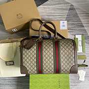 Gucci GG Duffle Bag With Web Leather Brown Size 45 cm - 6