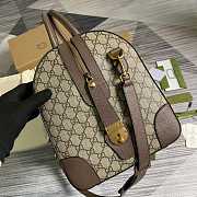 Gucci GG Duffle Bag With Web Leather Brown Size 45 cm - 3