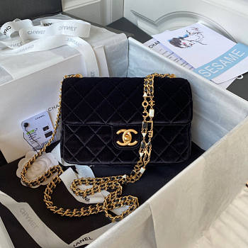 Chanel Velvet Chain Bag Black Size 20.5 x 17 x 6.5 cm