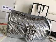 Gucci GG Marmont Sequin Mormont Small Shoulder Silver Bag Size 26 x 15 x 7 cm - 2