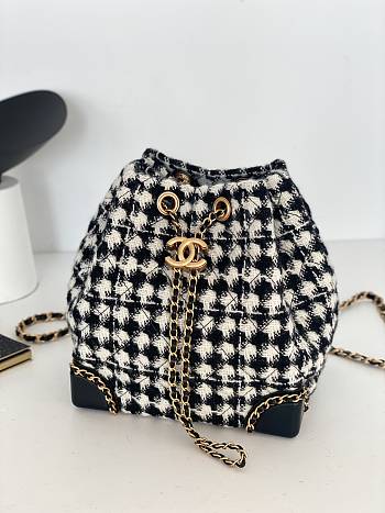 Chanel Wool Classic Black and White Backpack Size 19 x 13 x 9 cm