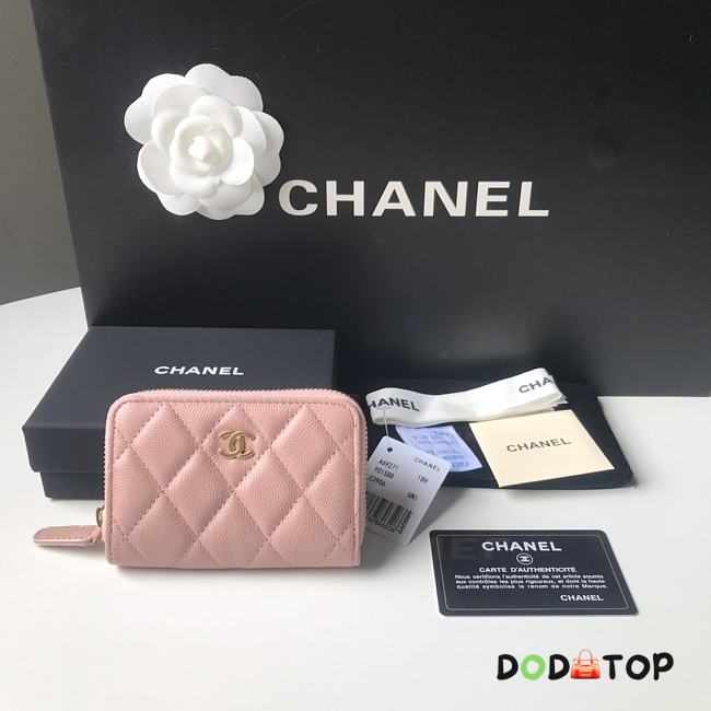Chanel Small Zipper Pink Wallet Size 7.5 × 2 × 11 cm - 1
