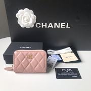 Chanel Small Zipper Pink Wallet Size 7.5 × 2 × 11 cm - 1