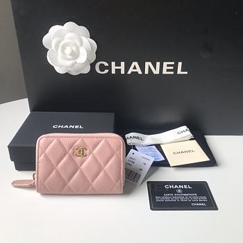 Chanel Small Zipper Pink Wallet Size 7.5 × 2 × 11 cm
