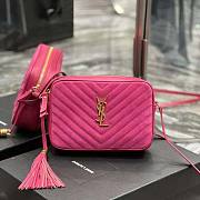 YSL Lou Camera Bag in Quilted Suede and Smooth Leather Pink Size 23 x 16 x 6 cm - 1