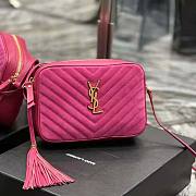 YSL Lou Camera Bag in Quilted Suede and Smooth Leather Pink Size 23 x 16 x 6 cm - 3