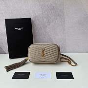 YSL Mini In Quilted Y Linen Camera Bag Grey Size 18 x 11 x 5 cm - 1