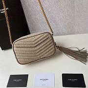 YSL Mini In Quilted Y Linen Camera Bag Grey Size 18 x 11 x 5 cm - 3