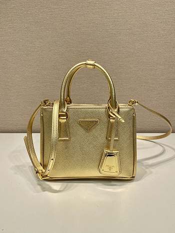 Prada Mini Shopping Bag Gold 1BA357 Size 22 x 15 x 6.5 cm