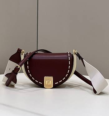Fendi Moonlight Leather Shoulder Bag Brown Size 19 x 8 x 14 cm
