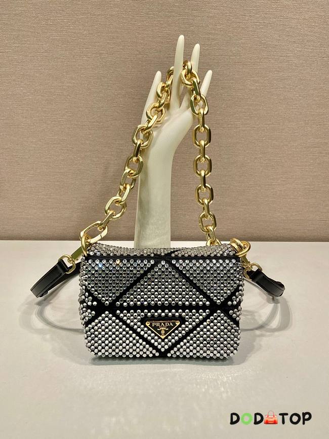 Prada Platinum Satin Mini-Bag With Crystals Black Size 17 x 11.5 x 6.5 cm - 1