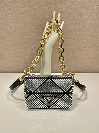 Prada Platinum Satin Mini-Bag With Crystals Black Size 17 x 11.5 x 6.5 cm