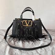 Valentino Vlogo Signature Small Leather Handbag With Feathers Size 24 x 19 x 29 cm  - 2