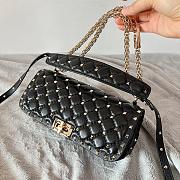 Valentino Garavani Rockstud Spike Quilted Leather Shoulder Bag Black Size 24 x 11 x 7 cm - 3