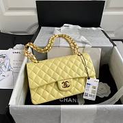 Chanel Classic Handbag Lambskin & Gold/Silver Metal A01112 Yellow Size 25 cm - 1