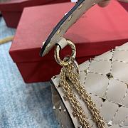 Valentino Rockstud Spike Medium Quilted Top-Handle Bag Beige Size 24 x 6.5 x 16 cm - 6
