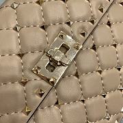 Valentino Rockstud Spike Medium Quilted Top-Handle Bag Beige Size 24 x 6.5 x 16 cm - 3