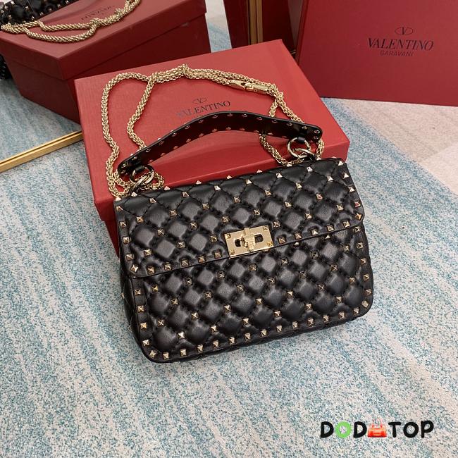 Valentino Rockstud Spike Medium Quilted Top-Handle Bag Black Size 24 x 6.5 x 16 cm - 1