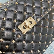 Valentino Rockstud Spike Medium Quilted Top-Handle Bag Black Size 24 x 6.5 x 16 cm - 4