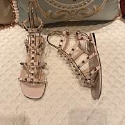 Valentino Rockstud Flat Calfskin Sandal With Straps Pink - 3