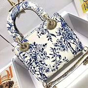 Dior Mini Lady Dior Bag White Calfskin with Blue-Tone Printed Size 17 x 15 x 7 cm - 5