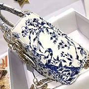 Dior Mini Lady Dior Bag White Calfskin with Blue-Tone Printed Size 17 x 15 x 7 cm - 3