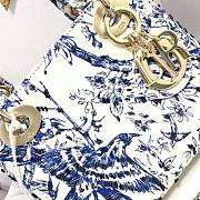 Dior Mini Lady Dior Bag White Calfskin with Blue-Tone Printed Size 17 x 15 x 7 cm - 2