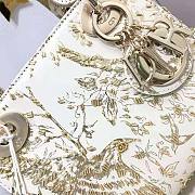 Dior Mini Lady Dior Bag White Calfskin with Gold-Tone Printed Size 17 x 15 x 7 cm - 3