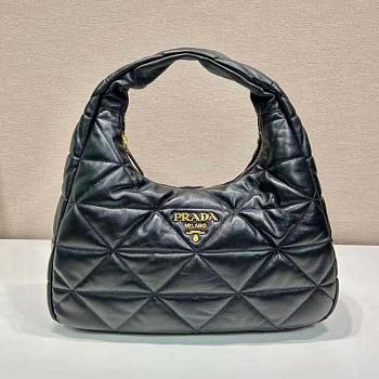 Prada Large Topstitched Nappa Leather Bag Black Size 27 x 11.5 x 40 cm