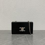 Celine Chain Box Triomphe Bag In Shiny Calfskinblack Silver Size 23 × 5 × 13.5 cm - 1