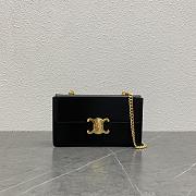 Celine Chain Box Triomphe Bag In Shiny Calfskinblack Gold Size 23 × 5 × 13.5 cm - 1