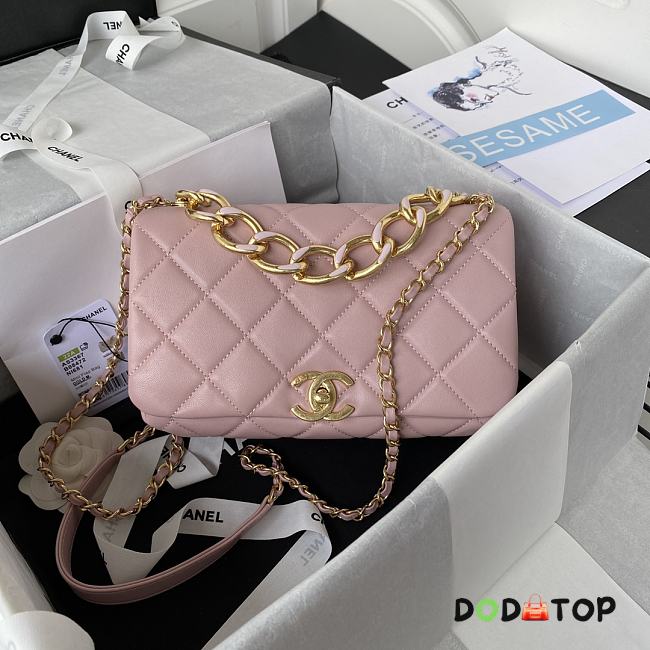 Chanel AS3367 Classic Rhombic Flap Bag Pink Size 23 x 10 x 15.5 cm - 1