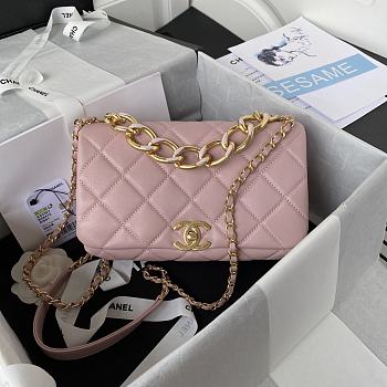Chanel AS3367 Classic Rhombic Flap Bag Pink Size 23 x 10 x 15.5 cm