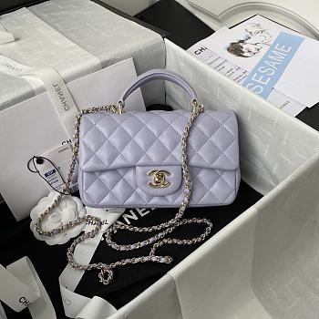 Chanel Mini CF Handle Handbag AS2431 Purple Size 20 x 12 x 6 cm