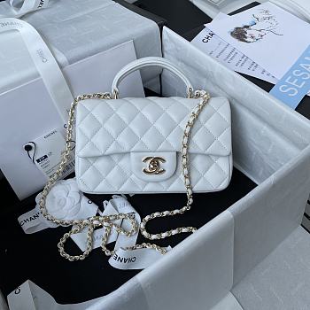 Chanel Mini CF Handle Handbag AS2431 White Size 20 x 12 x 6 cm