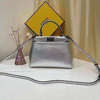 Fendi Peekaboo Iconic XS Mini-Bag in Silver Size 18 x 11 x 23 cm